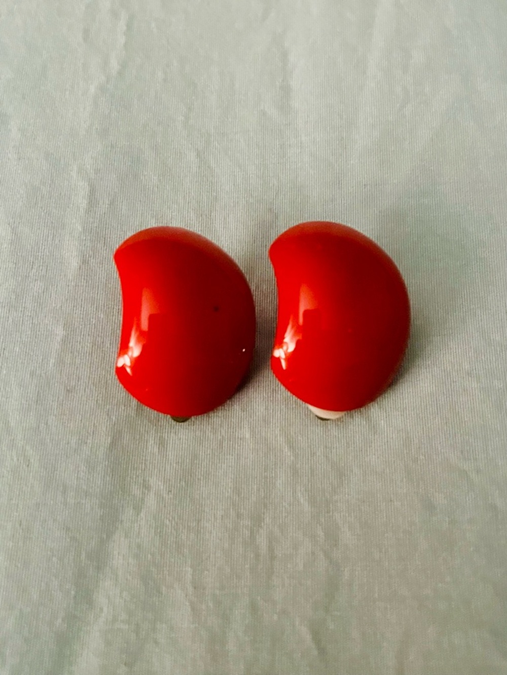 Vintage 1960’s Bold Red Crescent Clip-On Earrings